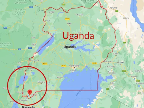 Map of Uganda showing Kabale location from Google Maps