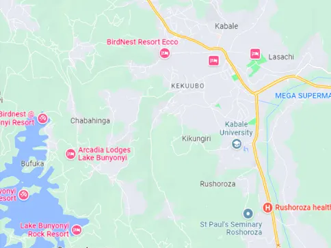 Map of the Kabale area from Google Maps