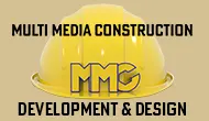 Multi Media Construction logo with brown-beige background